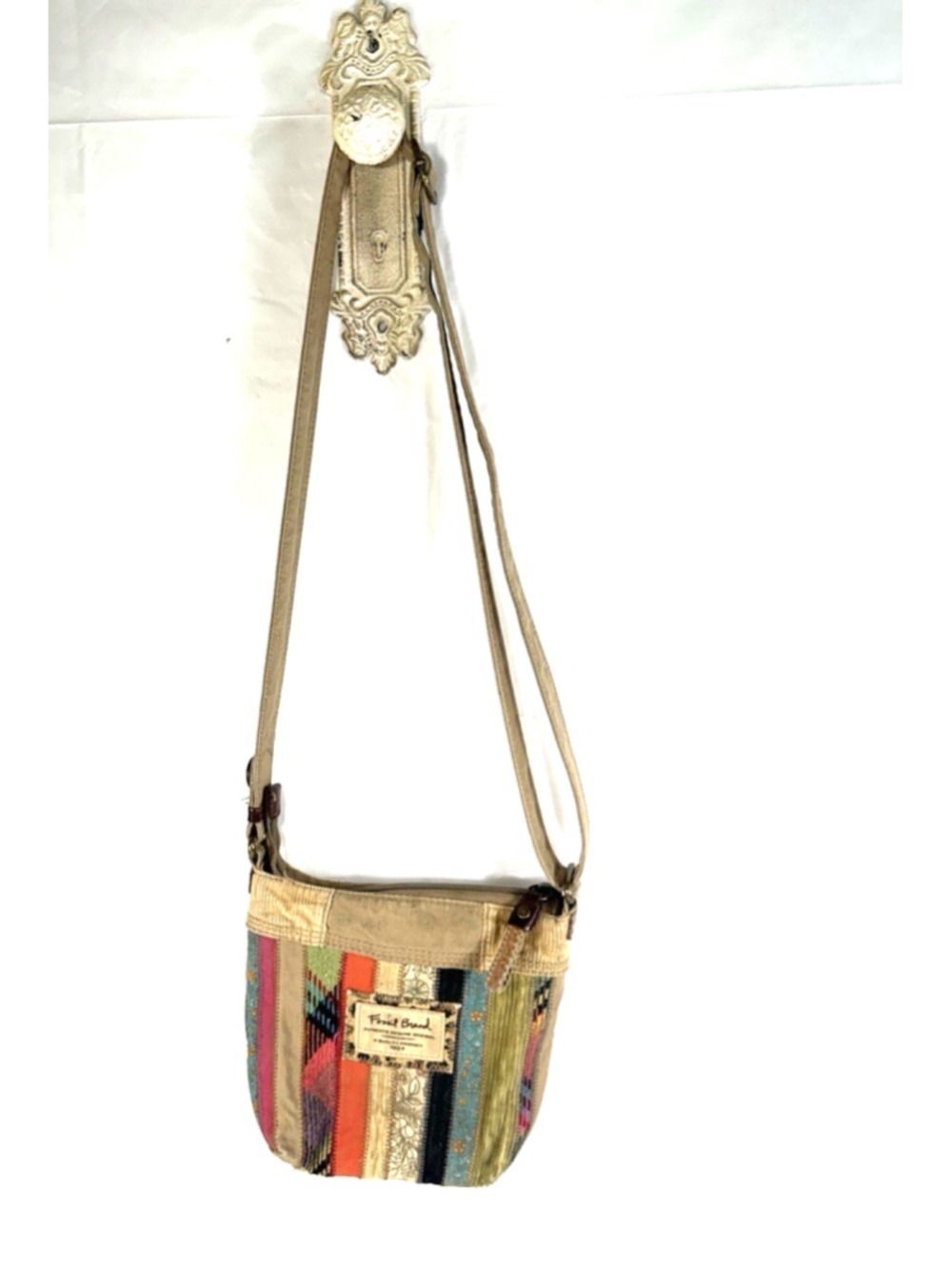FOSSIL Patchwork Y2K Multicolor Satchel shoulder Bag Purse boho Hippy festival